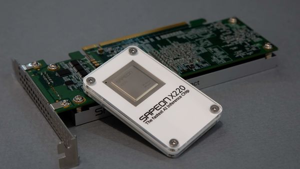File photo: A semiconductor chip and board designed to speed up servers (Bloomberg)