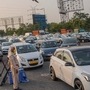 Big traffic jam on Noida side of DND flyway after the authorities imposed total lockdown in the state for three consecutive days. (PTI)