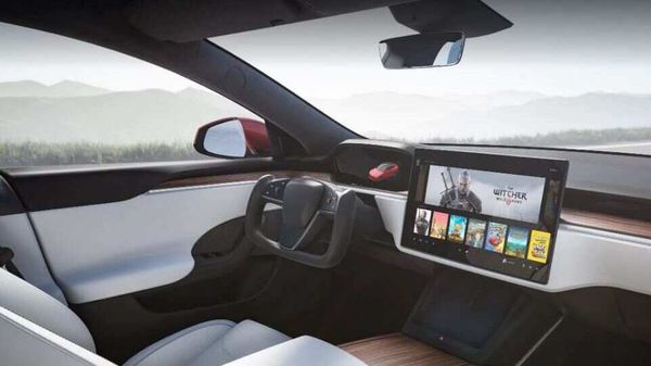 A futuristic steering wheel and a larger central AV screen are the key highlights of the updated Model S from Tesla.