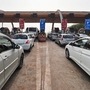 Gautam Buddha Nagar: Vehicles move slowly through the Jewar toll plaza during a sit-in protest by farmers against the Centre's farm reform laws, on the Yamuna Expressway in Gautam Buddha Nagar district, Saturday, Dec. 12, 2020. (PTI Photo/Manvender Vashist)(PTI12-12-2020_000089B) (PTI)