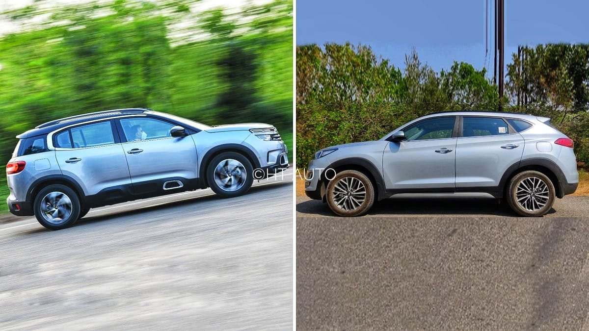 Citroen C5 Aircross (left) has the edge when it comes to larger proportions than the Hyundai Tucson. Citroen C5 Aircross (left) has the edge when it comes to larger proportions than the Hyundai Tucson.