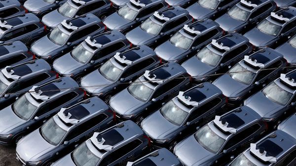 File photo of Volvo cars parked in a space in Detroit, US. (AP)