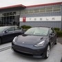 Tesla Inc. electric vehicles sit parked outside the company's factory in Fremont, California. (Bloomberg)