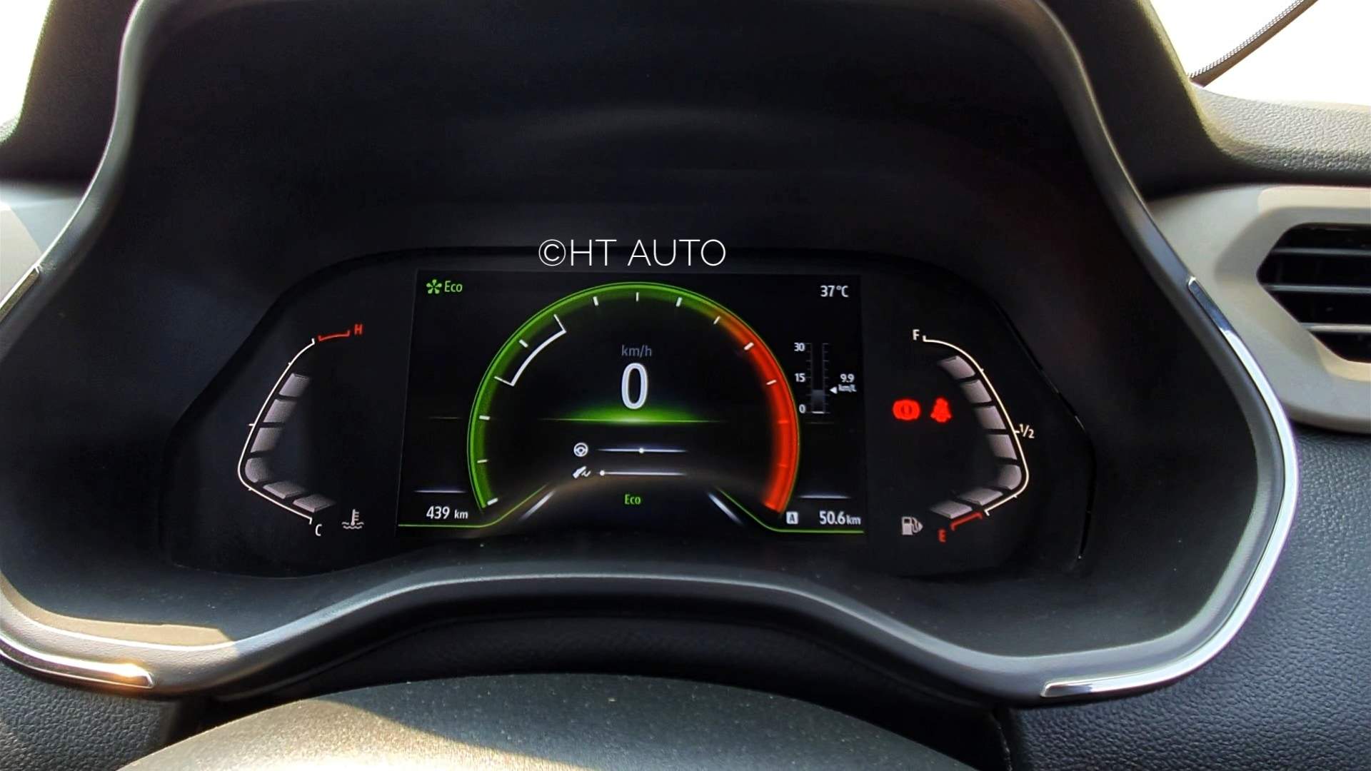 While the engine temperature and fuel displays on either side of the TFT screen are similar to the one inside Magnite's drive screen, the other display formats are less loud and more to the point. (HT Auto/Sabyasachi Dasgupta)