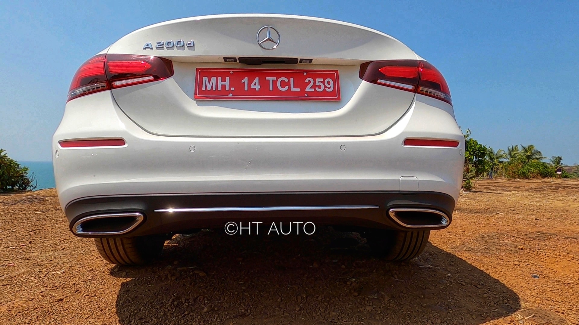 The exhaust vents in chrome are the only sporty edition to the visual profile of the A-Class Limousine from the rear. (HT Auto/Sabyasachi Dasgupta)