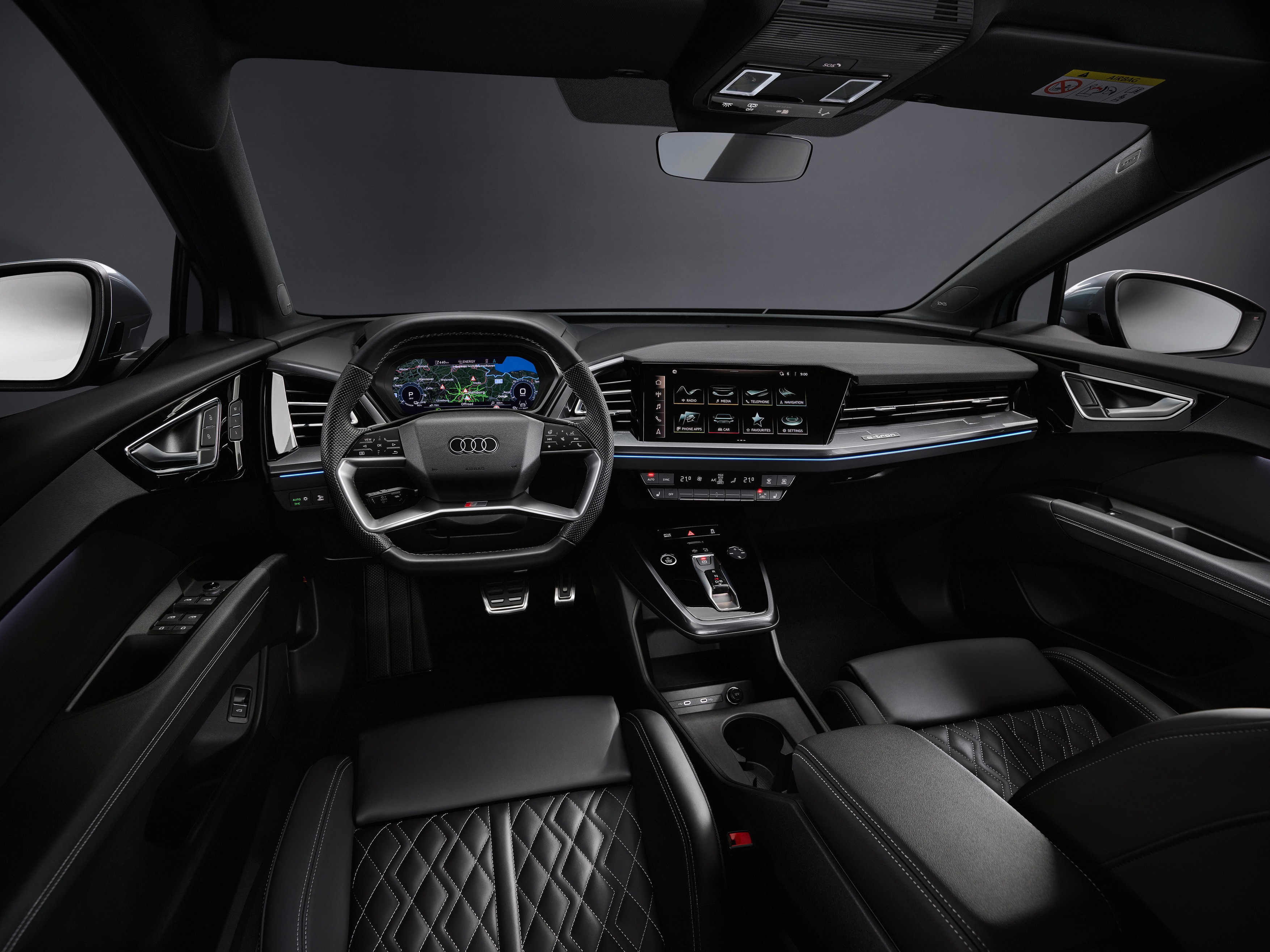 The cabin of Audi Q4 e-tron.