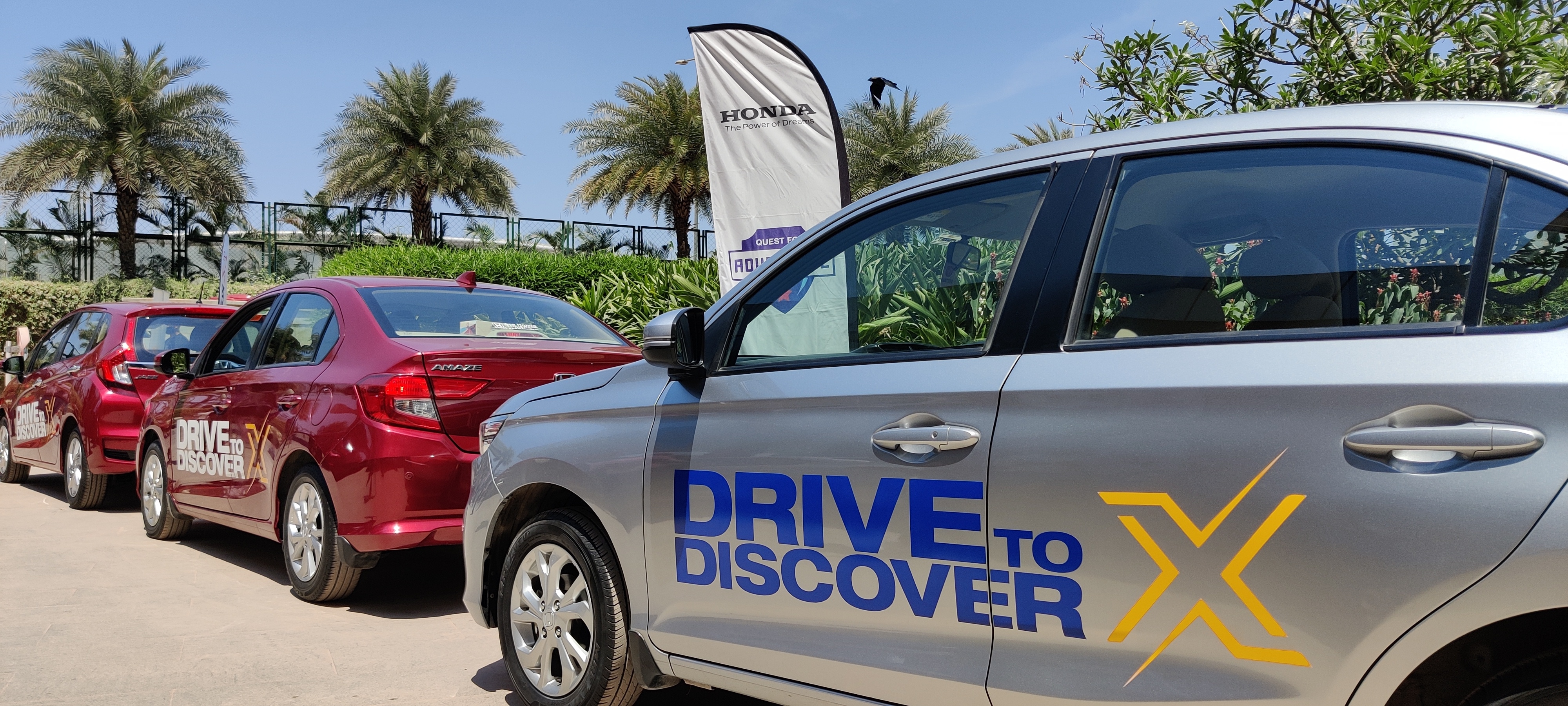 Honda cars lined up neatly for the flagoff on the first day of Drive to Discover in Bengaluru. Honda cars lined up neatly for the flagoff on the first day of Drive to Discover in Bengaluru.