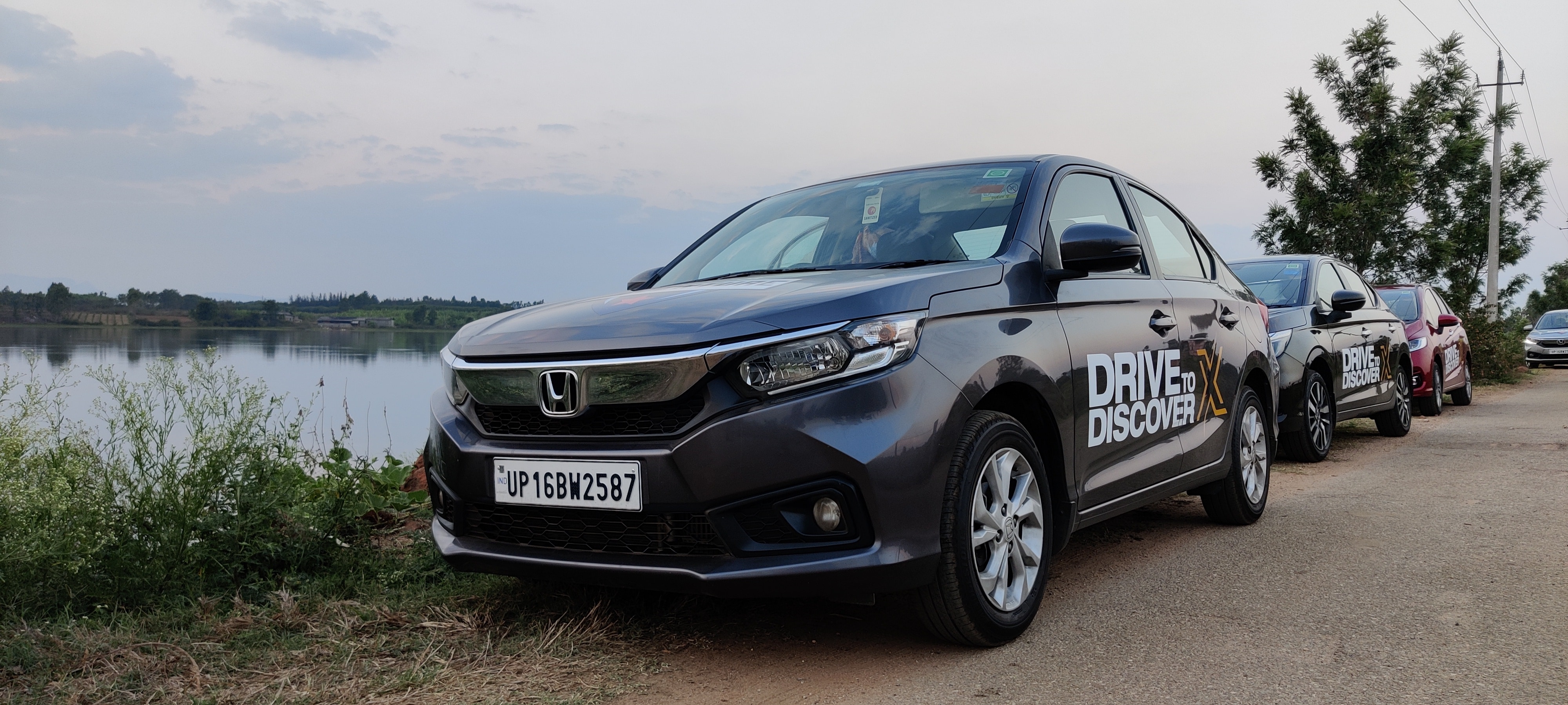 Afternoon gave way to dusk as the Honda convoy halted for a quick photo op. Afternoon gave way to dusk as the Honda convoy halted for a quick photo op.