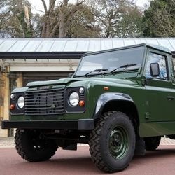 The Jaguar Land Rover that will be used to transport the coffin of Britain's Prince Philip at his funeral on April 17, 2021, is seen at Windsor Castle, Berkshire, Britain.