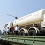 Empty Oxygen Containers loaded on train rakes at Indian Railways Kalamboli Goods Yard, ahead of being transported to three Indian states for refilling, in Navi Mumbai, India. (HT PHOTO)