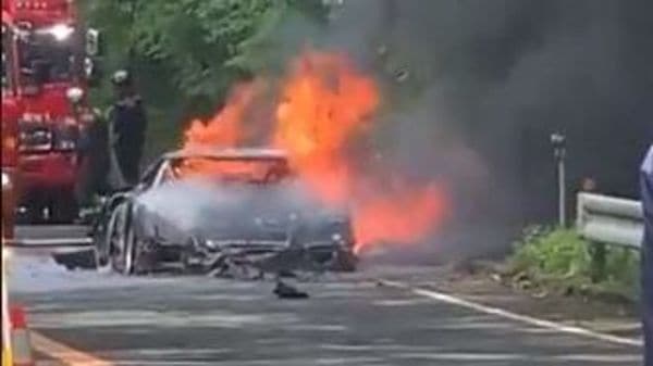 Watch: Rare Ferrari F40 supercar destroyed after catching fire in Japan