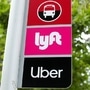 A sign marks a rendezvous location for Lyft and Uber users in California. (File Photo) (REUTERS)