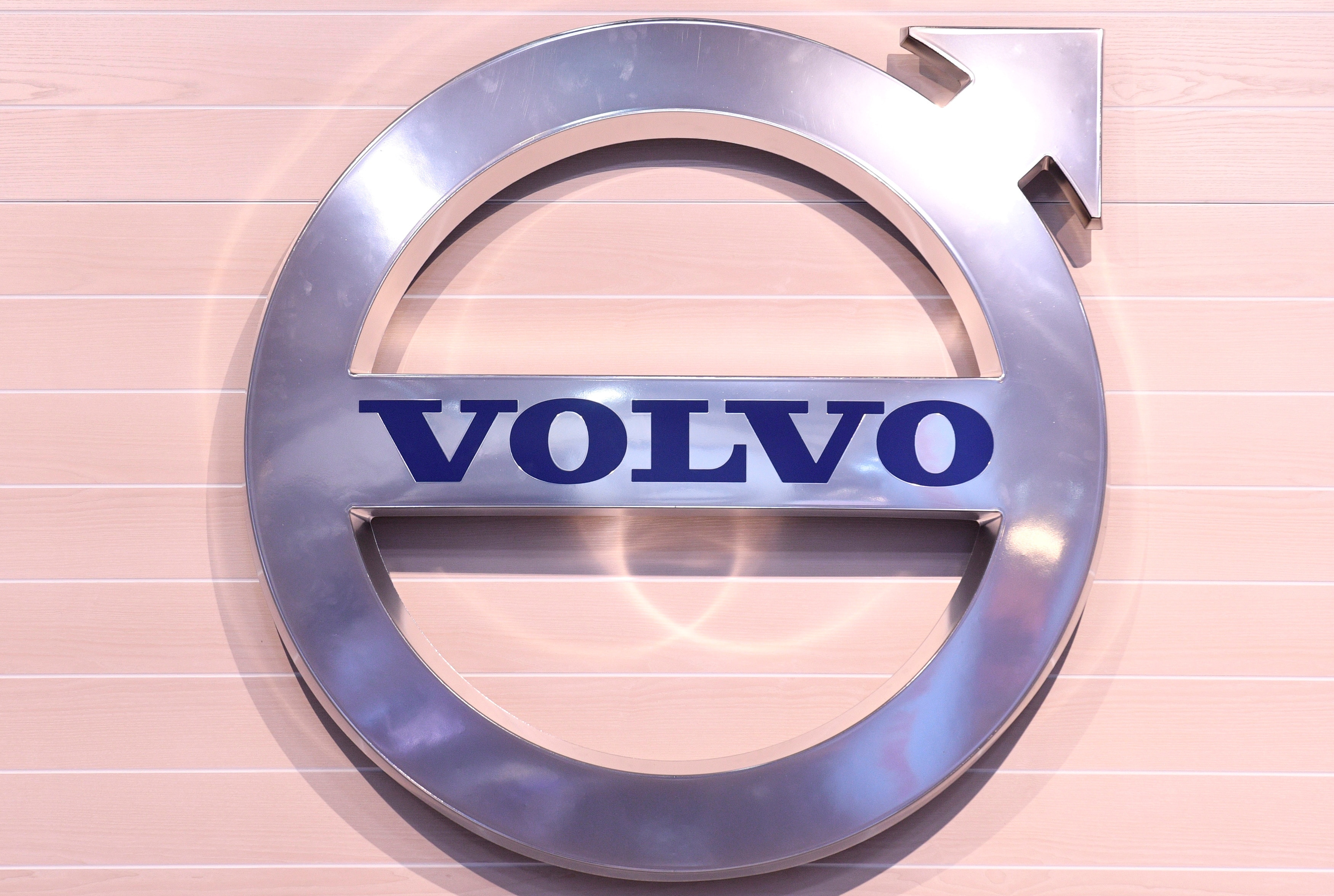 File photo: The logo of Swedish truck maker Volvo is pictured at the IAA truck show in Hanover.