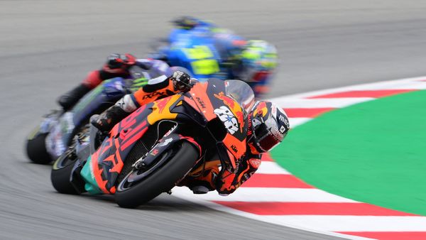 KTM Portuguese rider Miguel Oliveira competes during the MotoGP race of the Moto Grand Prix de Catalunya at the Circuit de Catalunya on June 6, 2021 in Montmelo on the outskirts of Barcelona. (AFP)