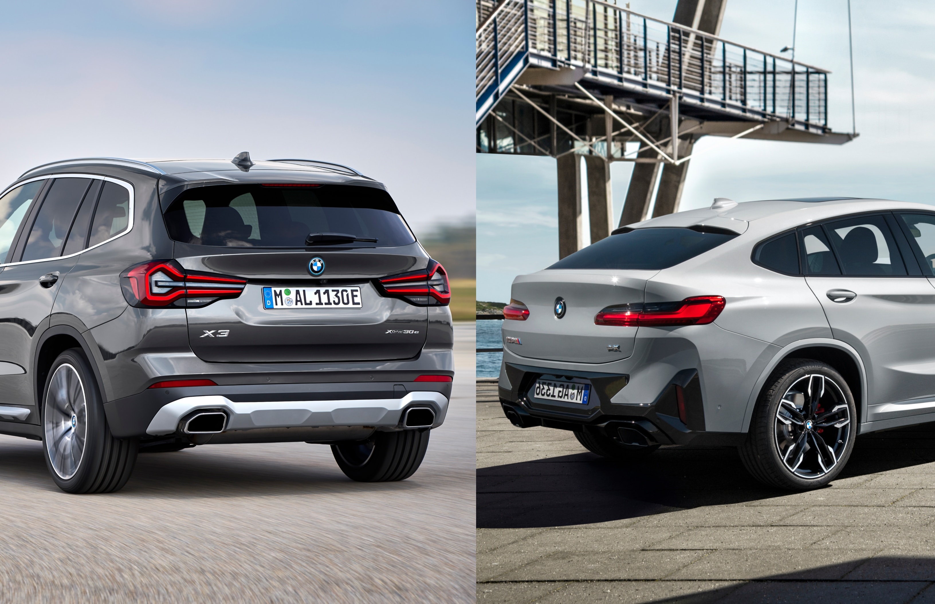 Rear of the BMW X3 (L) and BMW X4