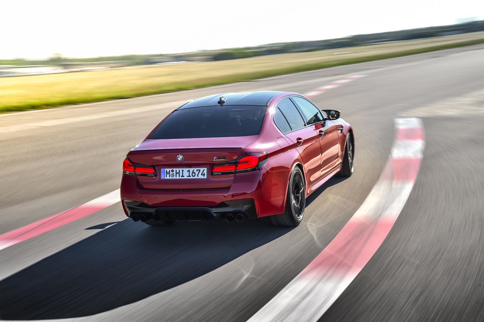 A look at the rear profile of BMW M5 Competition.