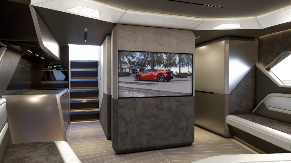 Lamborghini 63 gets a spacious interior that ensures natural light comes in the cabin. (Image: Italian Sea Group)