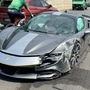 The damaged Ferrari SF90 that was fitted with Stradale Assetto Fiorano package. (Image courtesy: varryx_/Instagram)