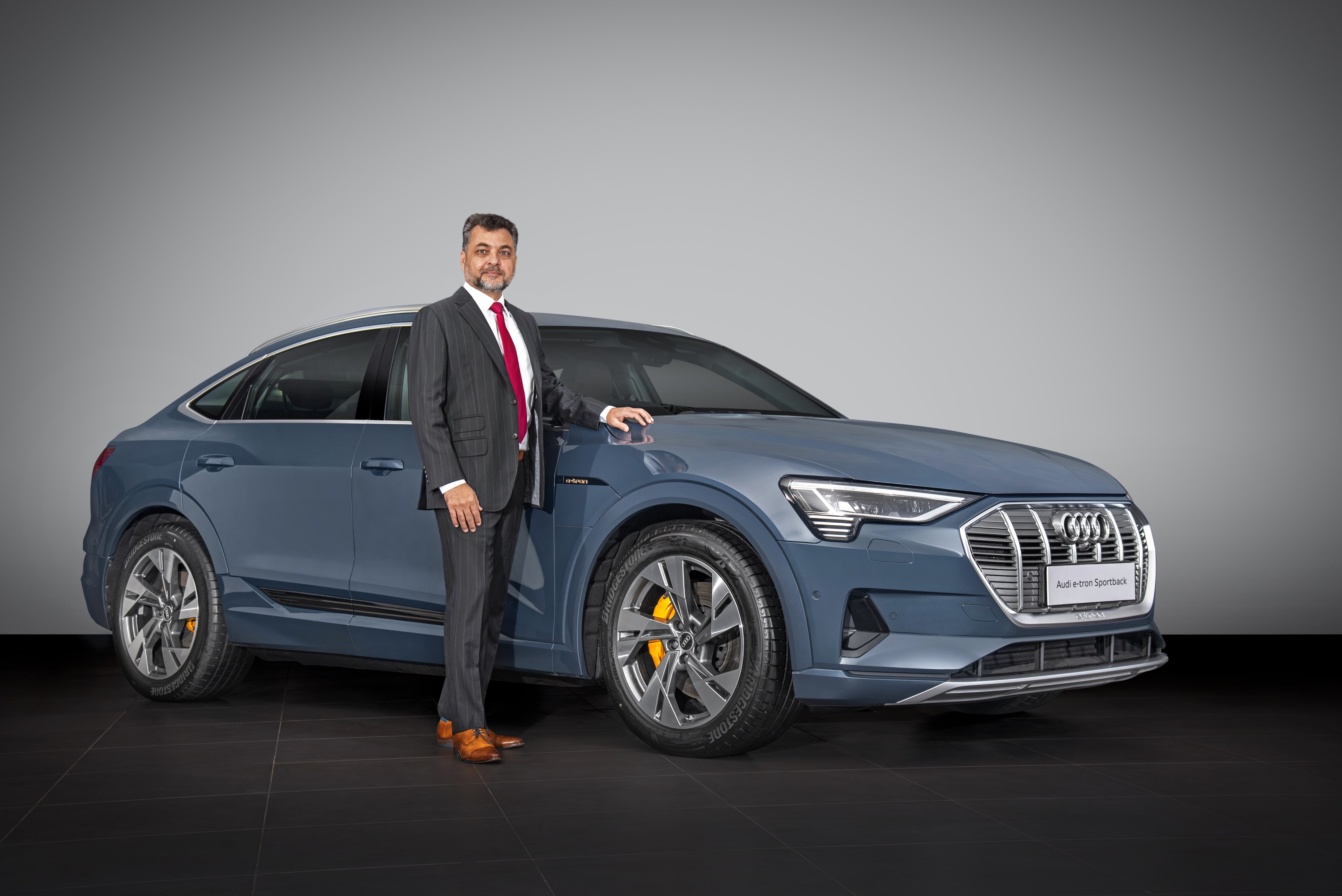 Balbir Dhillon of Audi India with the recently-launched e-tron Sportback