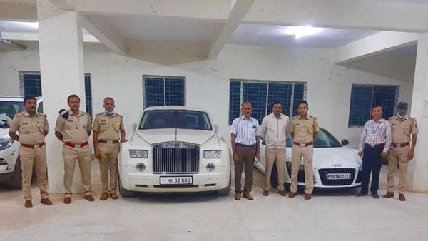 Some of the luxury vehicles seized by Karnataka transport department are seen here. (HT Photo)