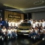 Indian Olympics athletes, including the women's hockey team which missed the Bronze by a whisker, being felicitated by Tata Motors with Altroz hatchback.