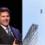 Hollywood actor Tom Cruise (L) and a screengrab of the stunt video (R) (Image source: @ZachMacieI/Twitter)