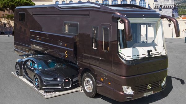 This 2.4 million caravan can house a 3 million Bugatti Chiron in