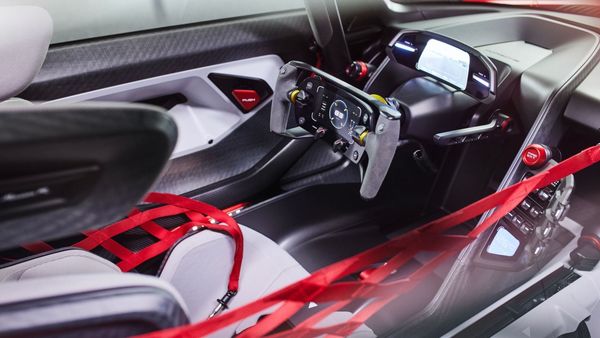The interior technical specs of the concept EV are driver-focused.