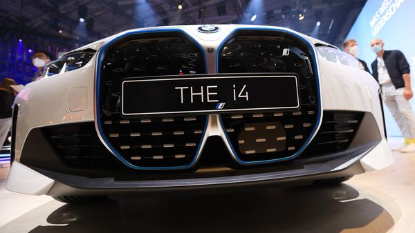 File photo: The front grille of a BMW i4 electric vehicle at the IAA Munich Motor Show in Munich, Germany. (Bloomberg)