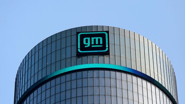 The new GM logo is seen on the facade of the General Motors headquarters in Detroit, Michigan, US. (REUTERS)