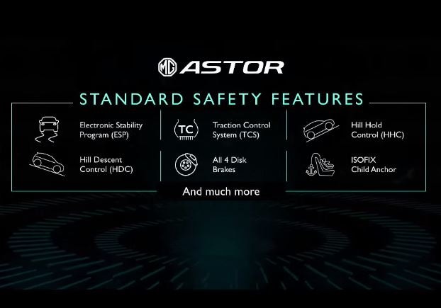 Some of the safety highlights of MG Astor.