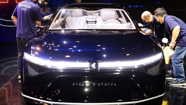Foxconn Model E concept electric sedan unveiled at the Hon Hai Tech Day event in Taipei, Taiwan, on Monday, October 18, 2021. (Bloomberg)