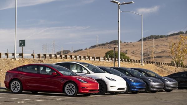 File photo of Tesla's electric cars at a dealership in the US. (Bloomberg)