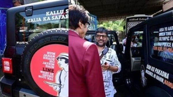 The actor signed on the dashboard of the Mahindra Thar. (Amitabh Bachchan/Instagram)