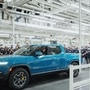 Rivian's R1T electric pickup at its plant in Illinois.&nbsp; (Twitter/RJ Scaringe)