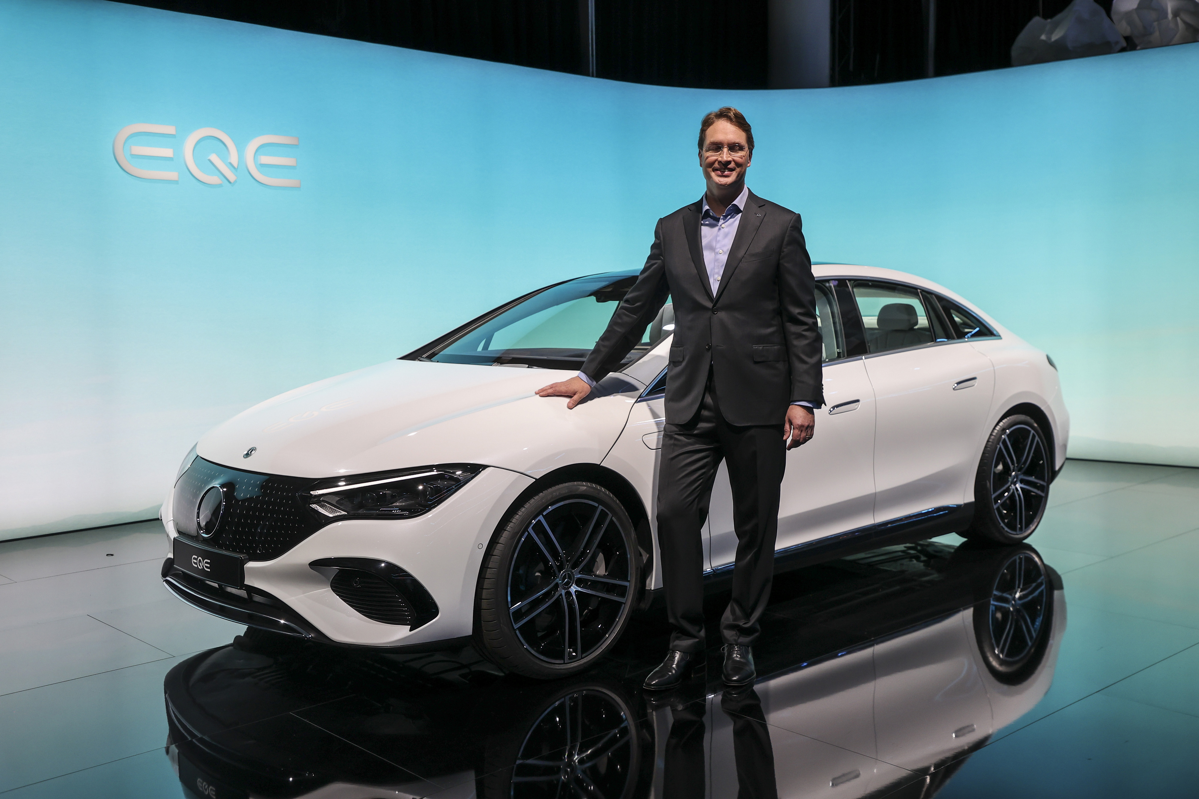 File photo of Ola Kallenius with Mercedes EQE electric vehicle. File photo of Ola Kallenius with Mercedes EQE electric vehicle.