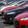 A row of Tesla Model S sedans are seen outside the company's headquarters in California. (File Photo) (REUTERS)