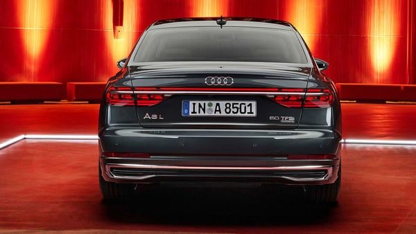 At the rear, the LED strip runs the entire width of the car connecting the OLED taillights that enhances the Audi A8's visual appeal. (Audi)