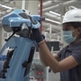 One of the Ola Electric employees seen at the EV maker's assembly line at its facility Futurefactory near Chennai, developing the S1 and S1 Pro electric scooters.
