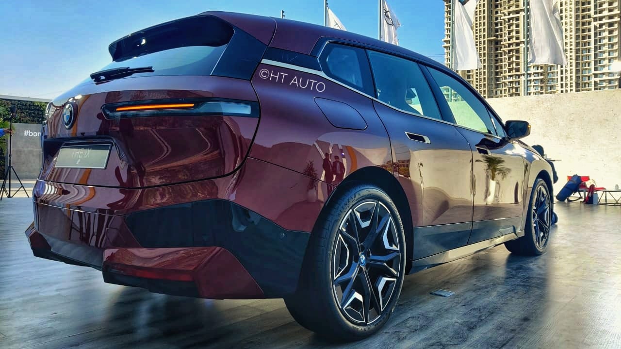 The charging flap on the BMW iX is located on the rear side where the fuel lid is usually at on conventional vehicles.