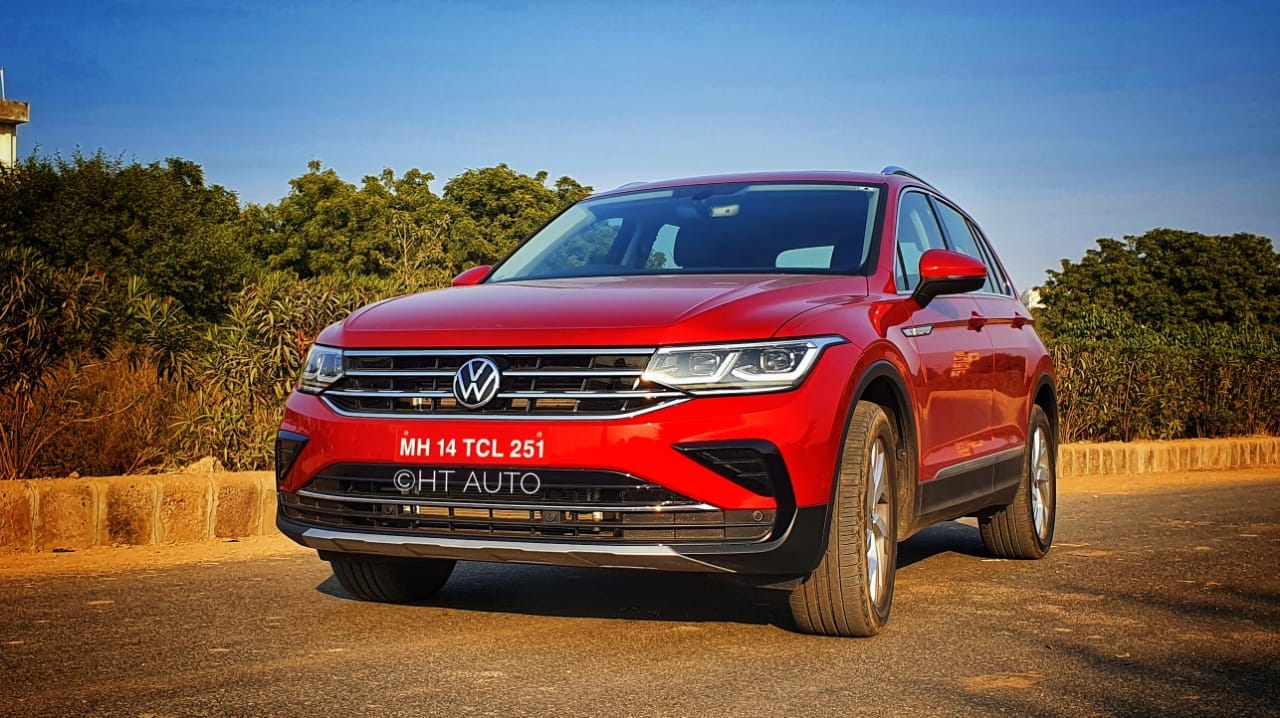 The Tiguan is offered in seven exterior colour options - Nightshade Blue, Pure White, Oryx White with Pearl effect, Deep Black, Dolphin Grey, Reflex Silver and the Kings Red seen here.