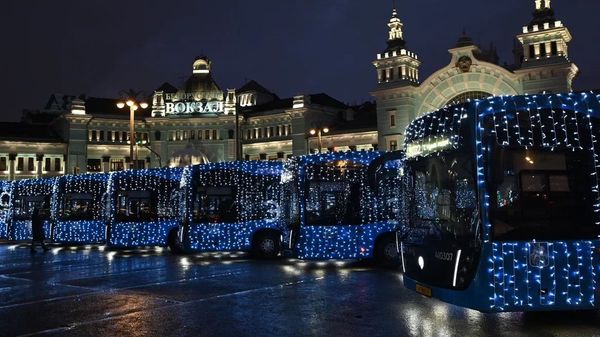 Brightly decorated electric buses from Moscow city's public transport fleet. (@mosgortrans_ru/Twitter)