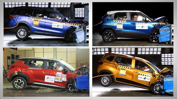 Mahindra XUV700 (top left) and Tata Punch (top right) emerged as the safest Indian cars in 2021 at the Global NCAP crash tests. Nissan Magnite (bottom left) scored 4-star rating at the ASEAN NCAP crash tests while Renault Triber (bottom right) scored similar ratings at the Global NCAP this year.