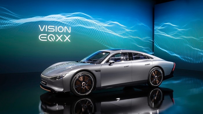 The concept's battery uses 900V technology, but it is 50 per cent smaller in size and 30 per cent lighter than the EQS 450+'s battery. Also, the roof gets ultra-thin solar panels that can travel 25 kms on its own. The concept's battery uses 900V technology, but it is 50 per cent smaller in size and 30 per cent lighter than the EQS 450+'s battery. Also, the roof gets ultra-thin solar panels that can travel 25 kms on its own.