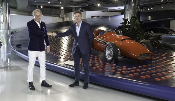 David Grasso, CEO at Maserati, is seen here with Alejandro Agag, Founder and Chairman of Formula E.
