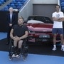 Wheelchair tennis champion Dylan Alcott (second from left) and former Australian Open tennis champion Rafael Nadal (second from right) at the official vehicle handover ceremony.