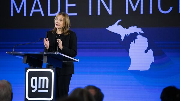 General Motors CEO Mary Barra in Lansing, Michigan. (AFP)