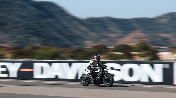 Harley-Davidson Sportster S in action at the Hero test track in Jaipur.