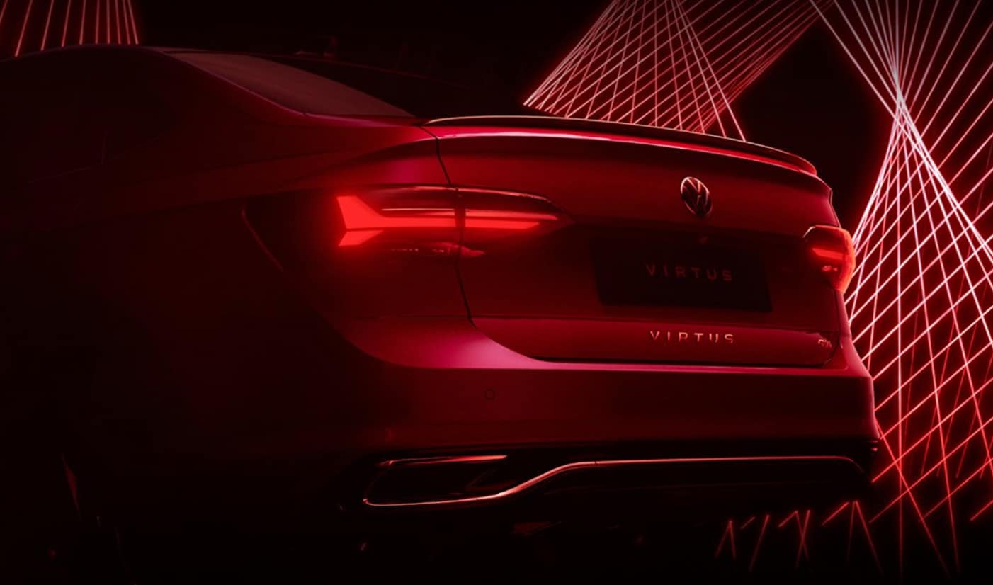 Volkswagen has teased how the rear section of 2022 Virtus will look like ahead of official debut.