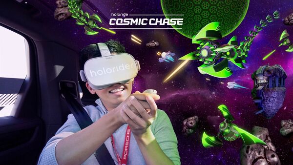 This in-car virtual setup is itself an original game called Cosmic Chase which has been developed jointly with Schell Games. (Porsche)